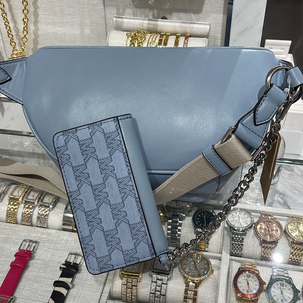 Michael Kors Maisie Lg Leather 2-in-1 Sling Pack Fanny Waist Bag Crossbody Belt - Picture 5 of 16